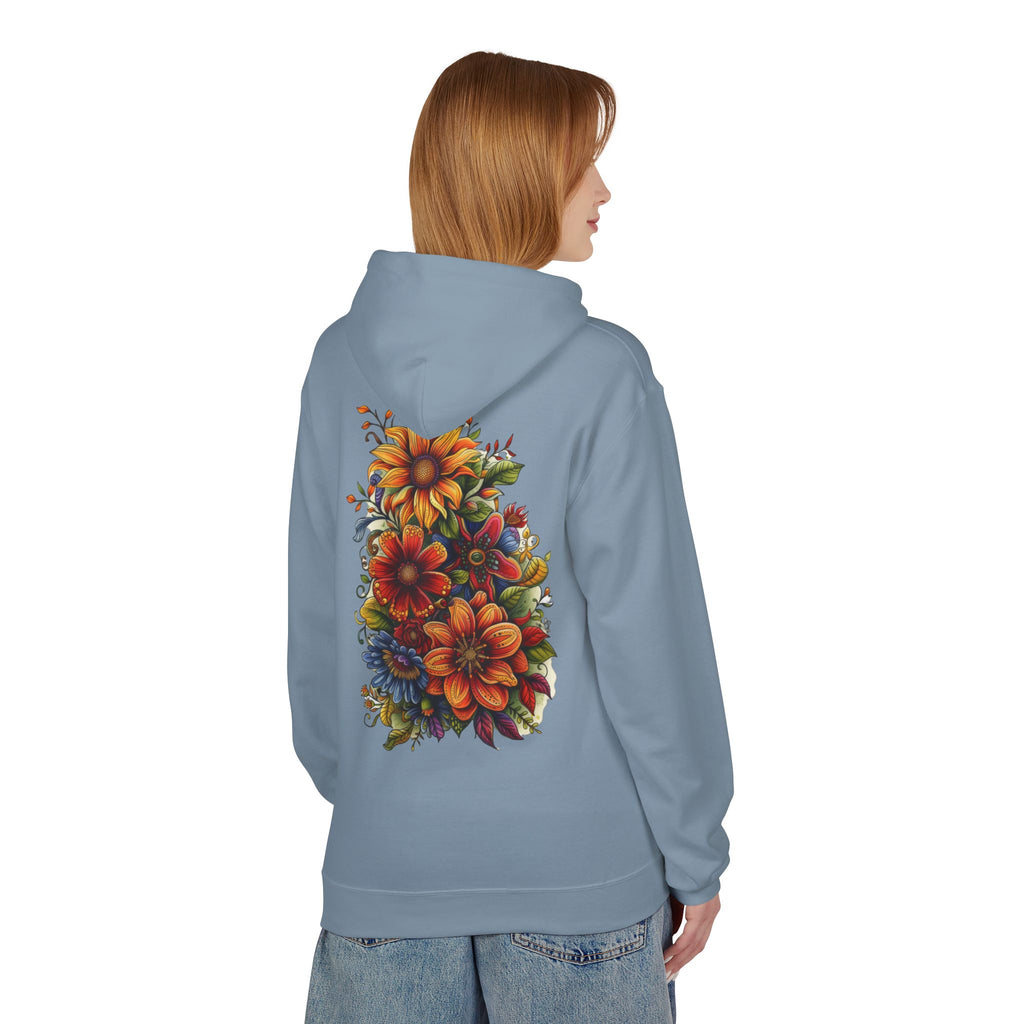 Floral Burst Hoodie — Vibrant Autumn Flower Graphic Sweatshirt