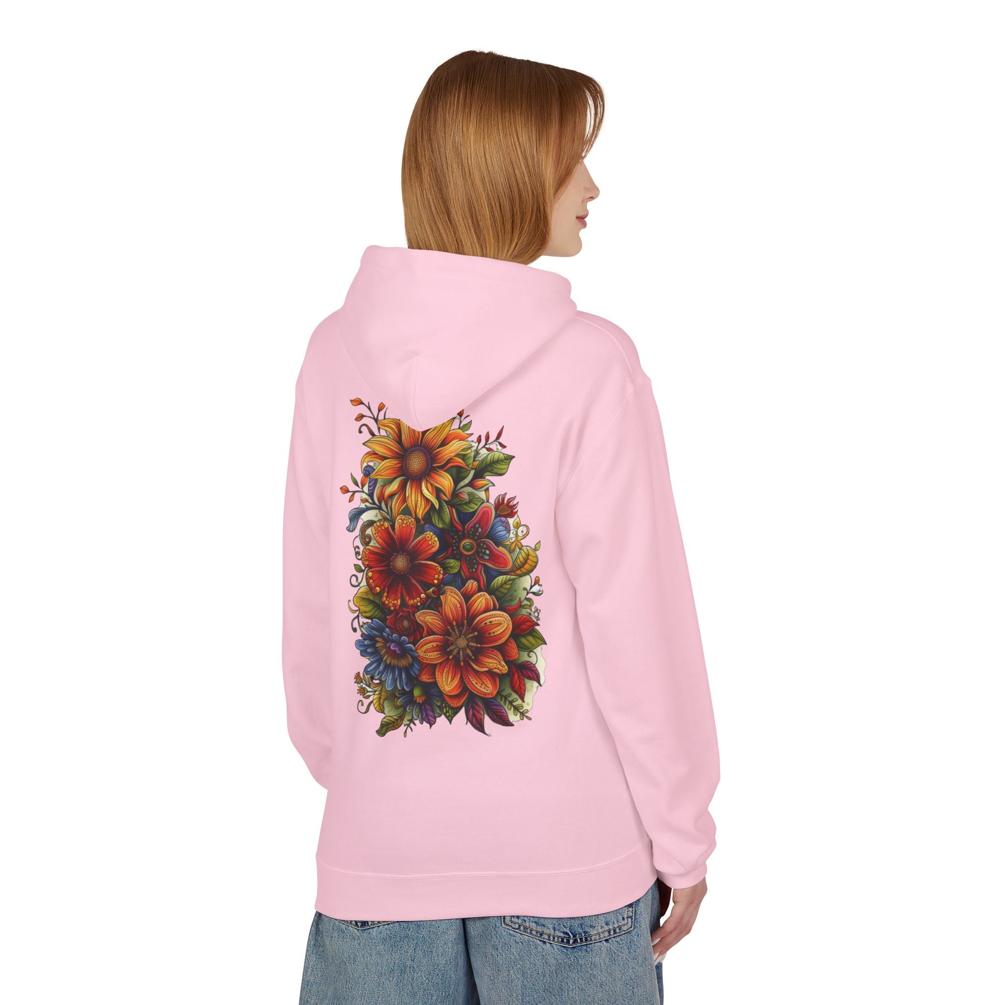 Floral Burst Hoodie — Vibrant Autumn Flower Graphic Sweatshirt