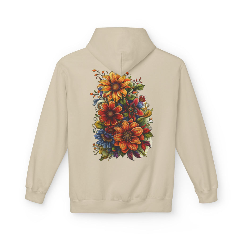 Floral Burst Hoodie — Vibrant Autumn Flower Graphic Sweatshirt