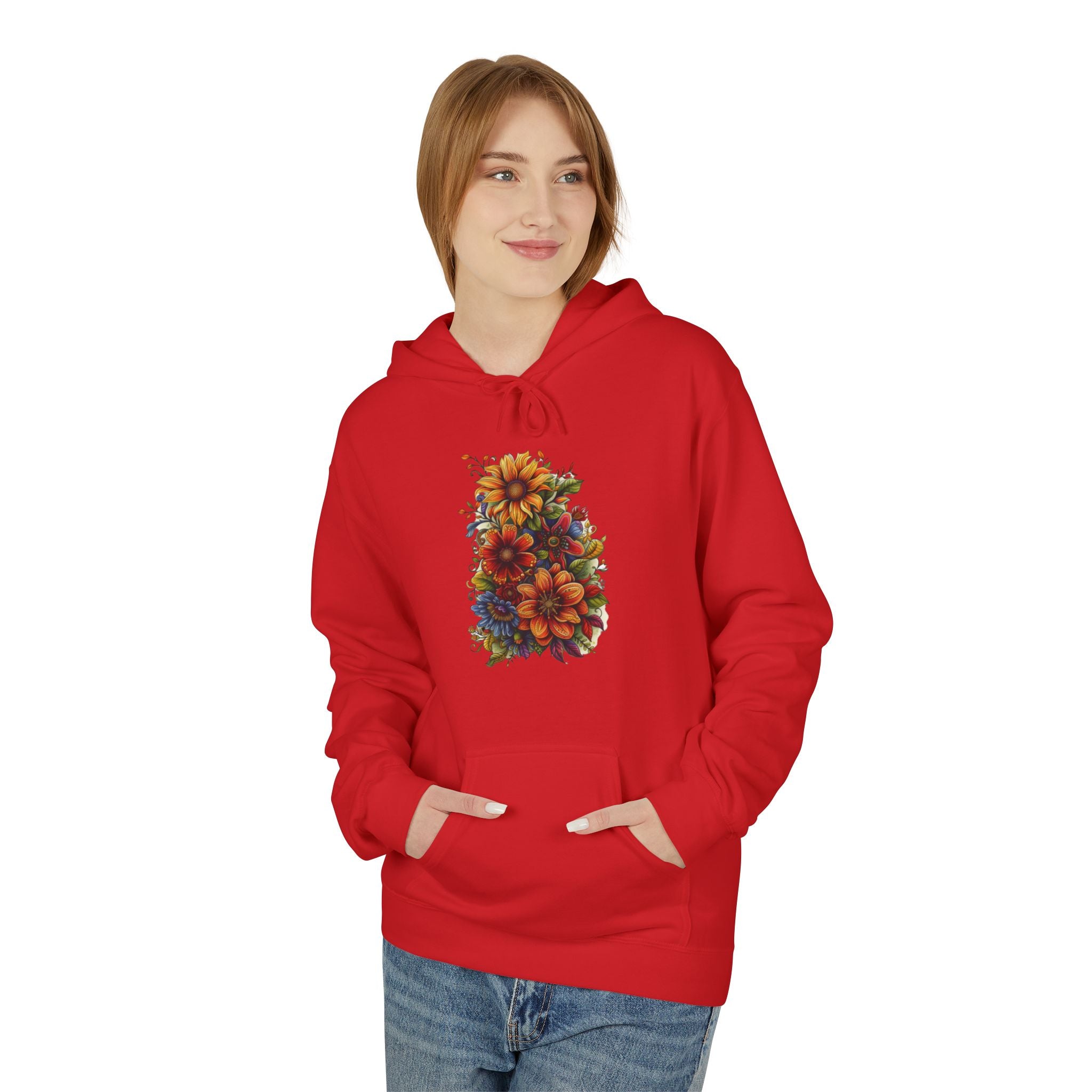 Floral Burst Hoodie — Vibrant Autumn Flower Graphic Sweatshirt