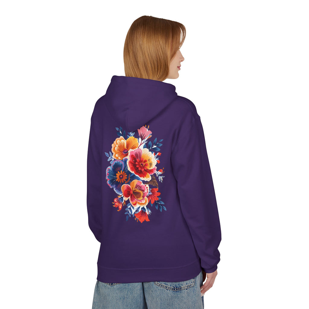 Boho Floral Fleece Hoodie — Bohemian Flower Design