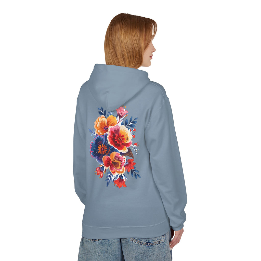 Boho Floral Fleece Hoodie — Bohemian Flower Design