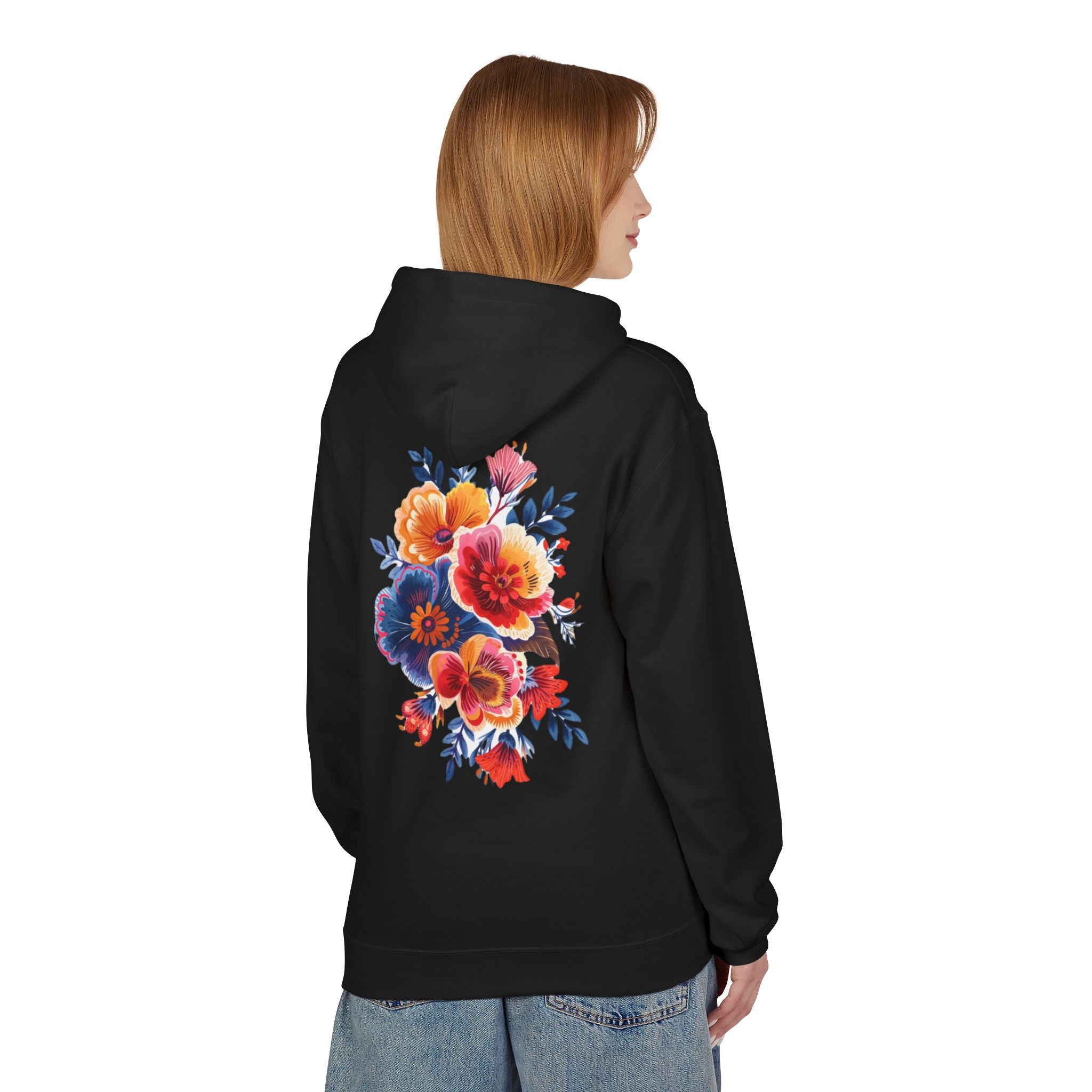 Boho Floral Fleece Hoodie — Bohemian Flower Design