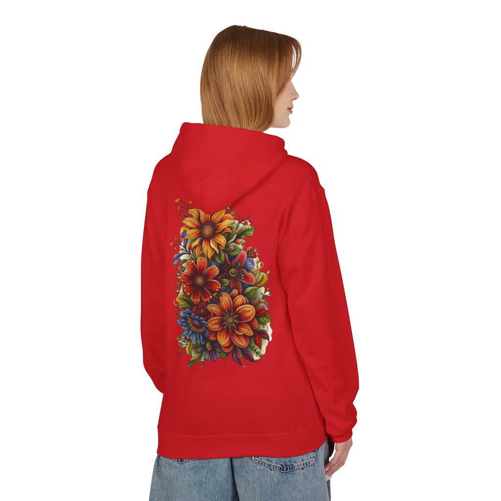 Floral Burst Hoodie — Vibrant Autumn Flower Graphic Sweatshirt