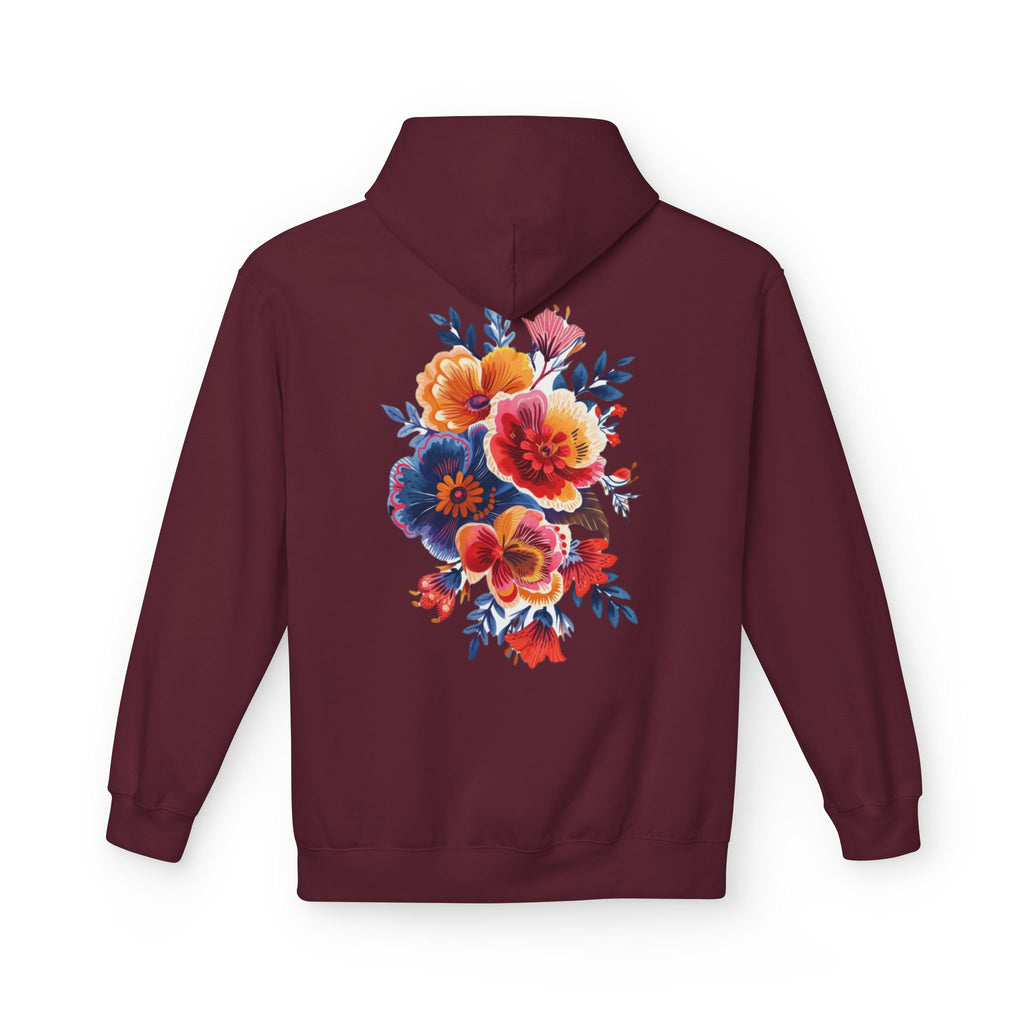 Boho Floral Fleece Hoodie — Bohemian Flower Design