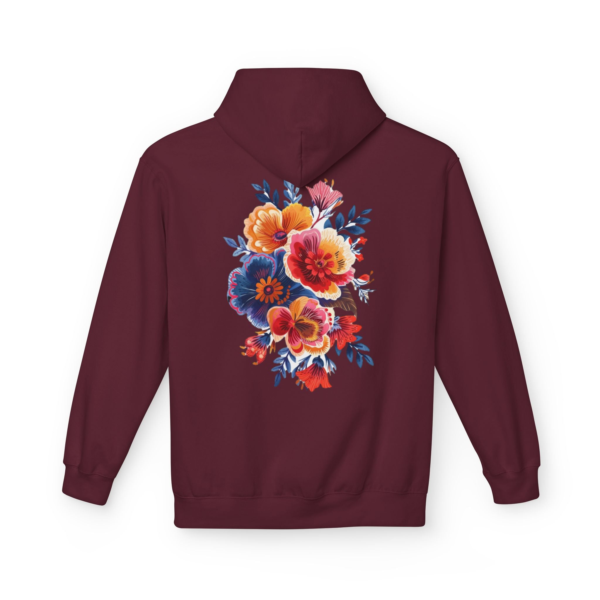 Boho Floral Fleece Hoodie — Bohemian Flower Design