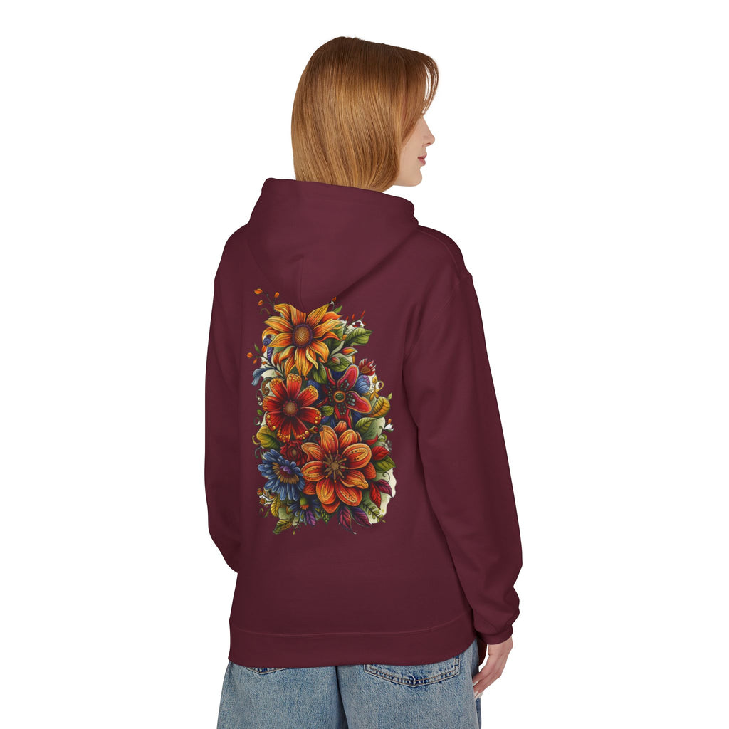 Floral Burst Hoodie — Vibrant Autumn Flower Graphic Sweatshirt