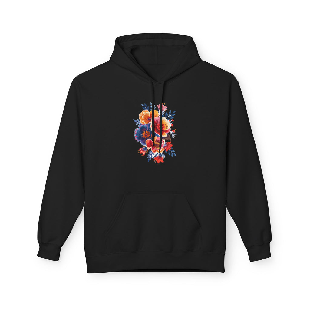 Boho Floral Fleece Hoodie — Bohemian Flower Design