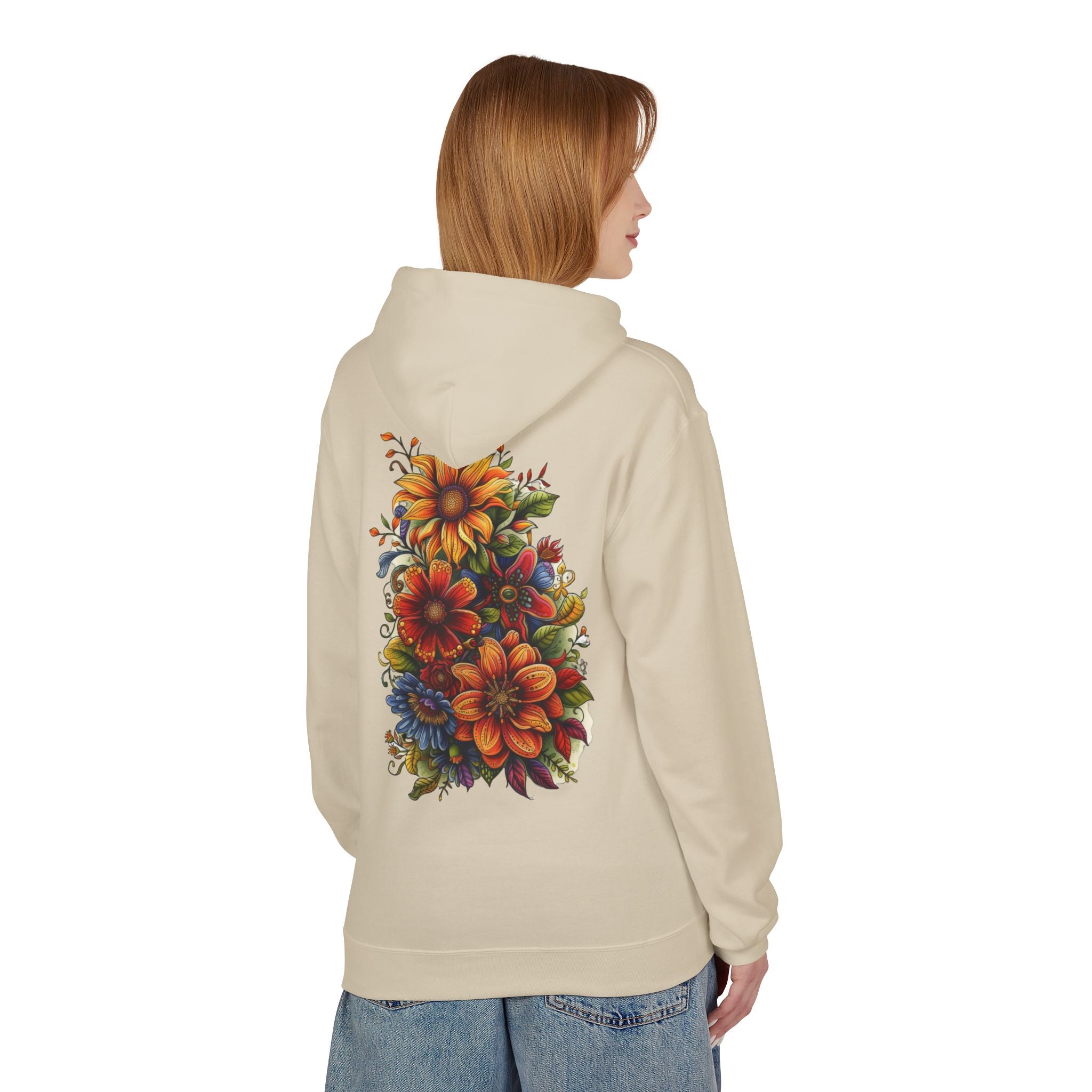 Floral Burst Hoodie — Vibrant Autumn Flower Graphic Sweatshirt