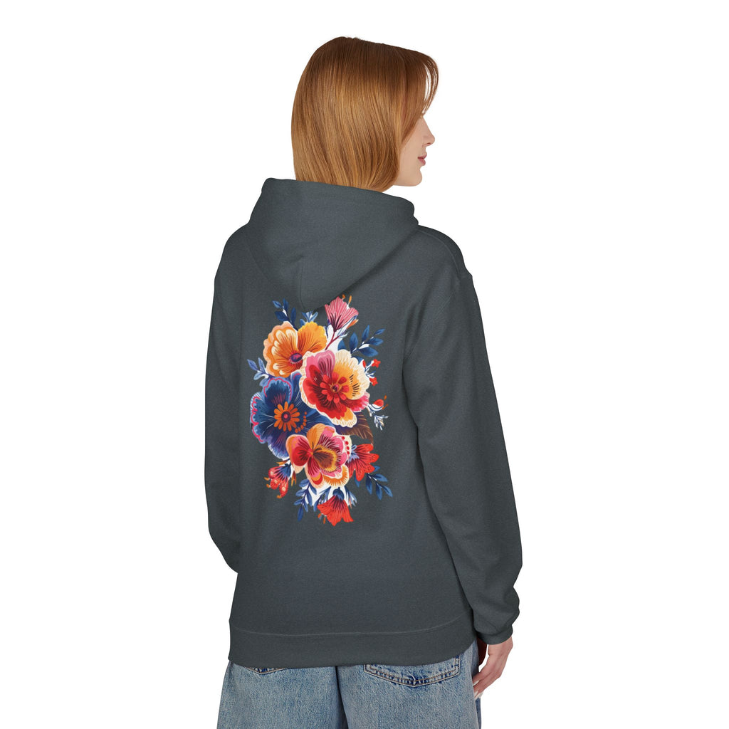 Boho Floral Fleece Hoodie — Bohemian Flower Design