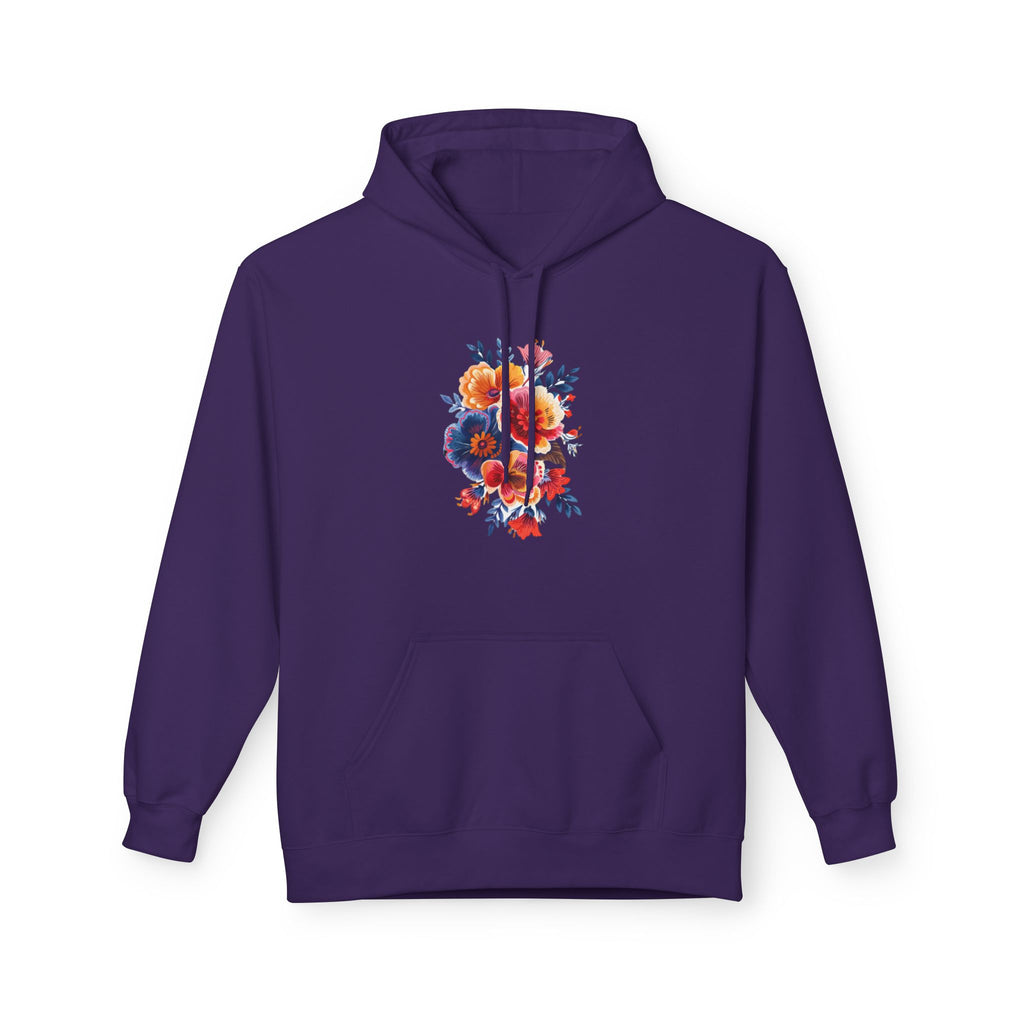 Boho Floral Fleece Hoodie — Bohemian Flower Design