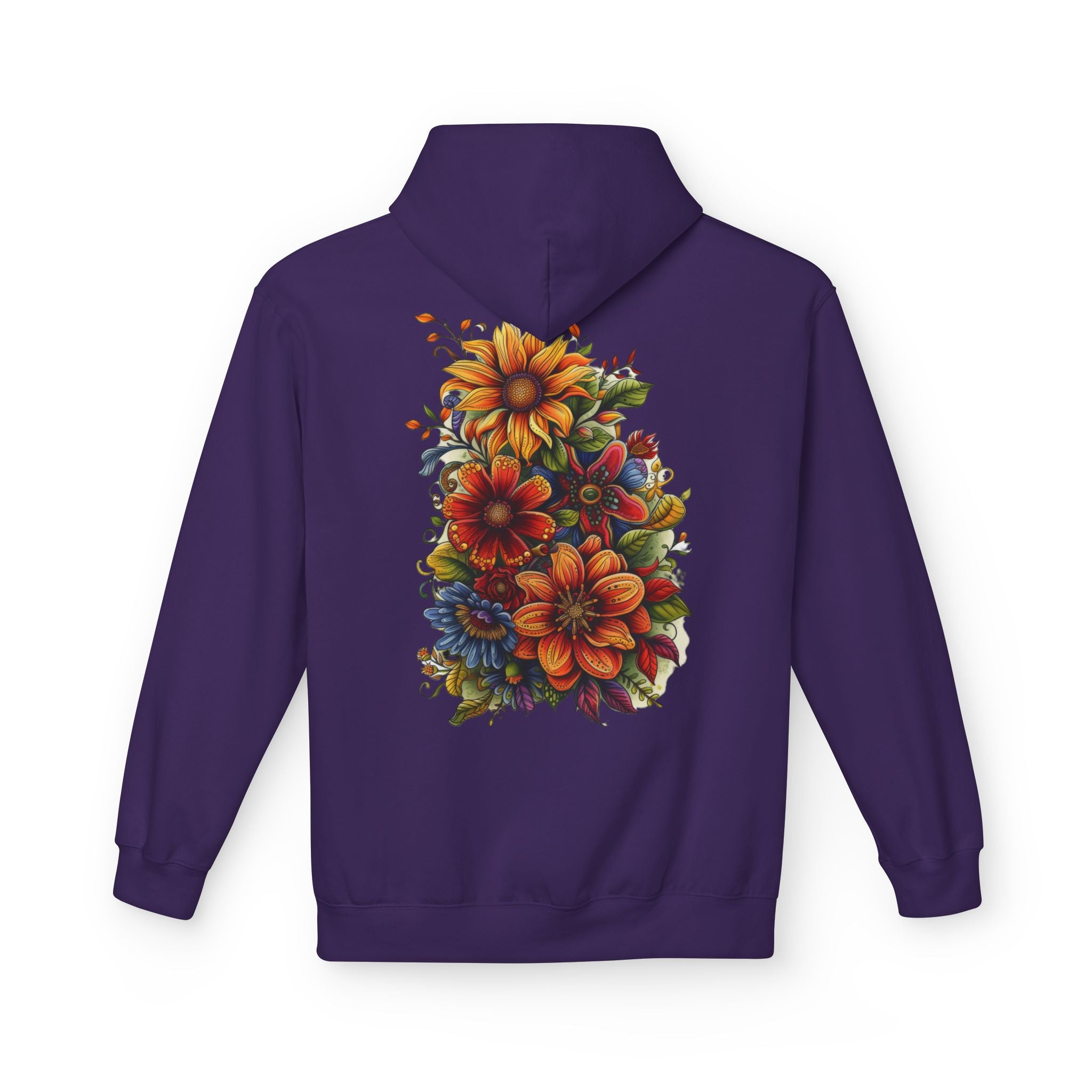 Floral Burst Hoodie — Vibrant Autumn Flower Graphic Sweatshirt