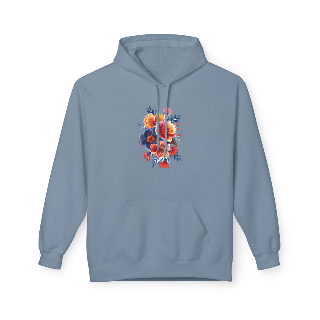 Boho Floral Fleece Hoodie — Bohemian Flower Design
