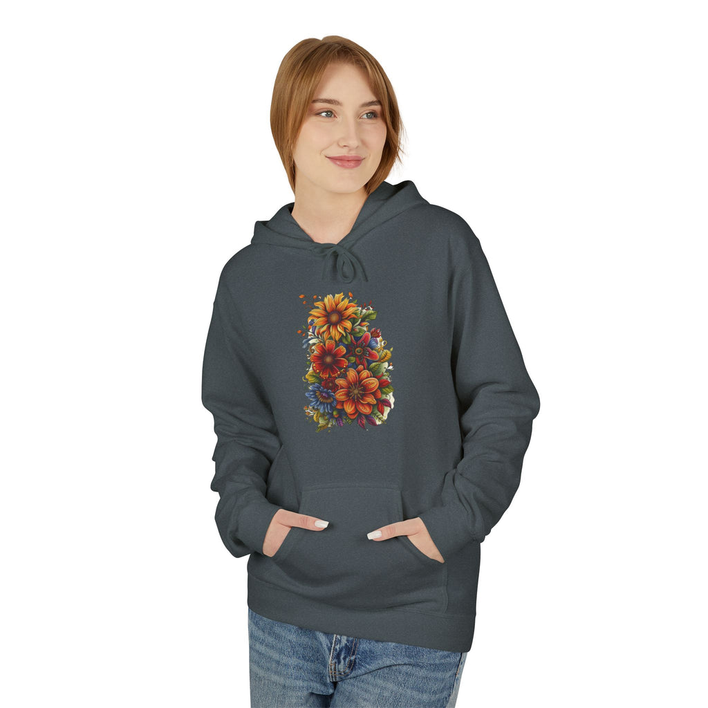 Floral Burst Hoodie — Vibrant Autumn Flower Graphic Sweatshirt