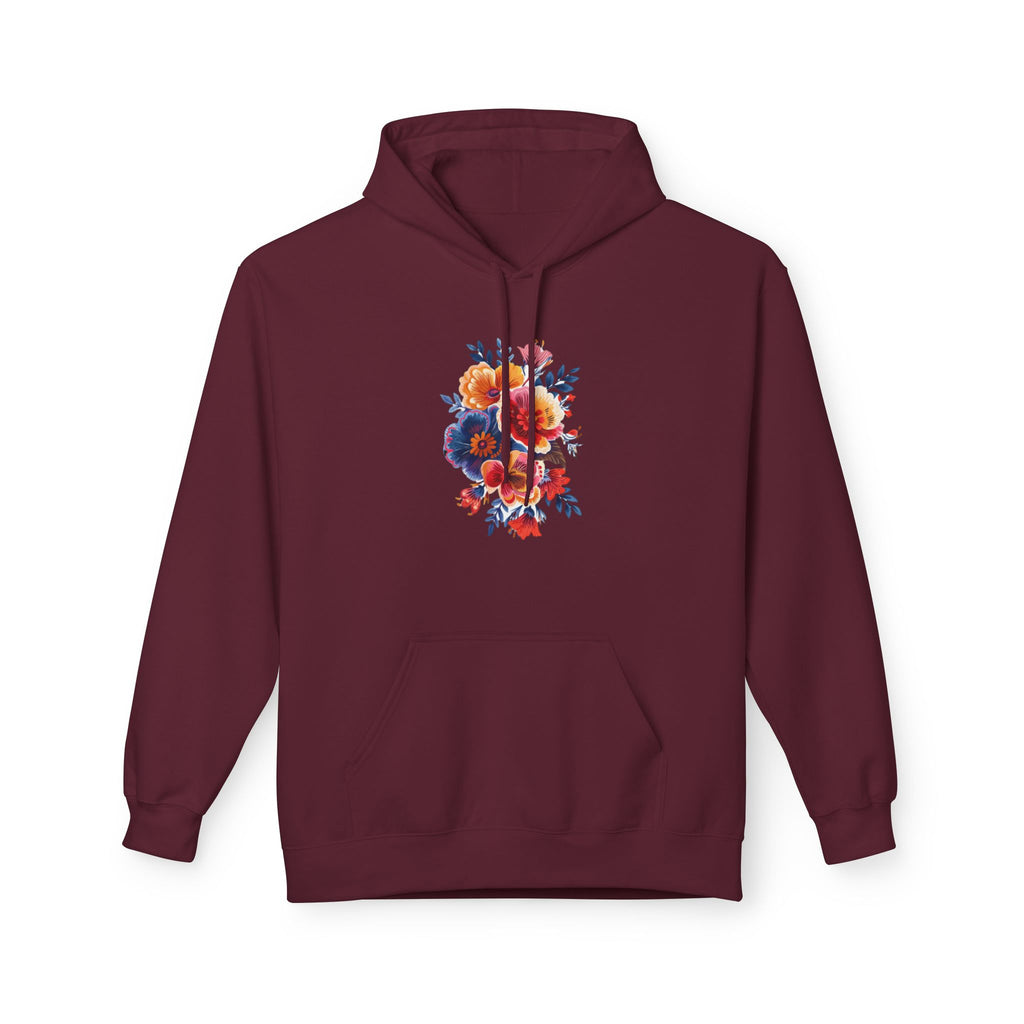 Boho Floral Fleece Hoodie — Bohemian Flower Design