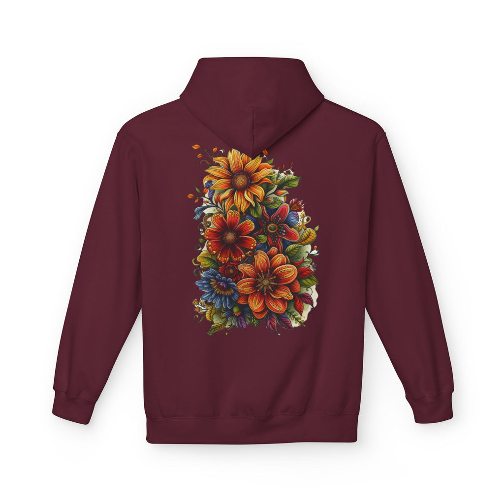 Floral Burst Hoodie — Vibrant Autumn Flower Graphic Sweatshirt