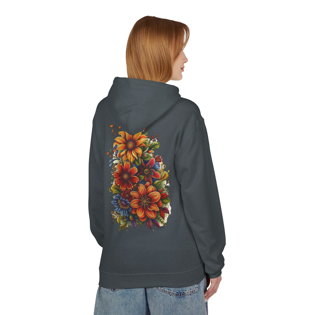 Floral Burst Hoodie — Vibrant Autumn Flower Graphic Sweatshirt