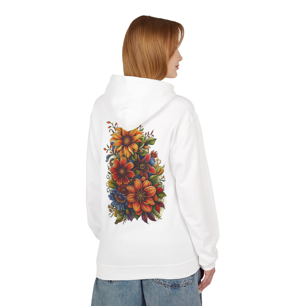 Floral Burst Hoodie — Vibrant Autumn Flower Graphic Sweatshirt
