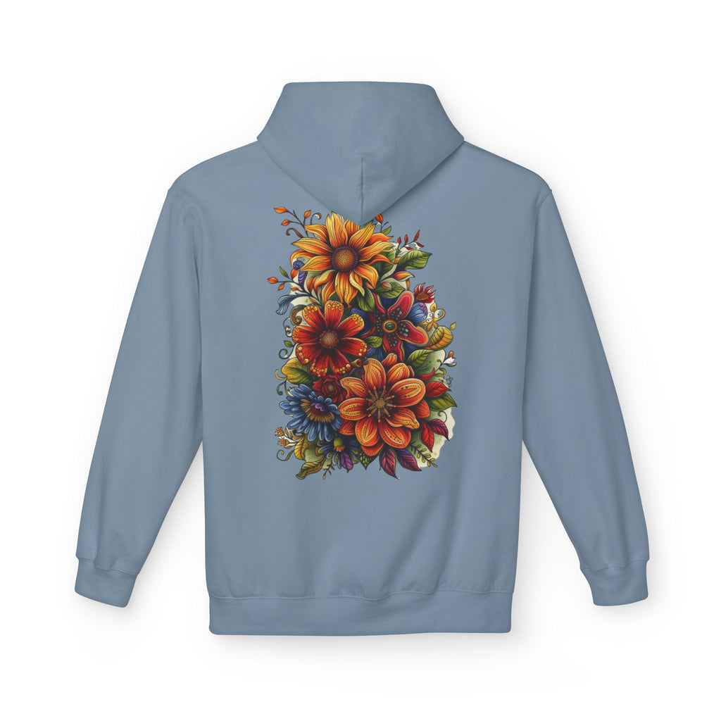 Floral Burst Hoodie — Vibrant Autumn Flower Graphic Sweatshirt