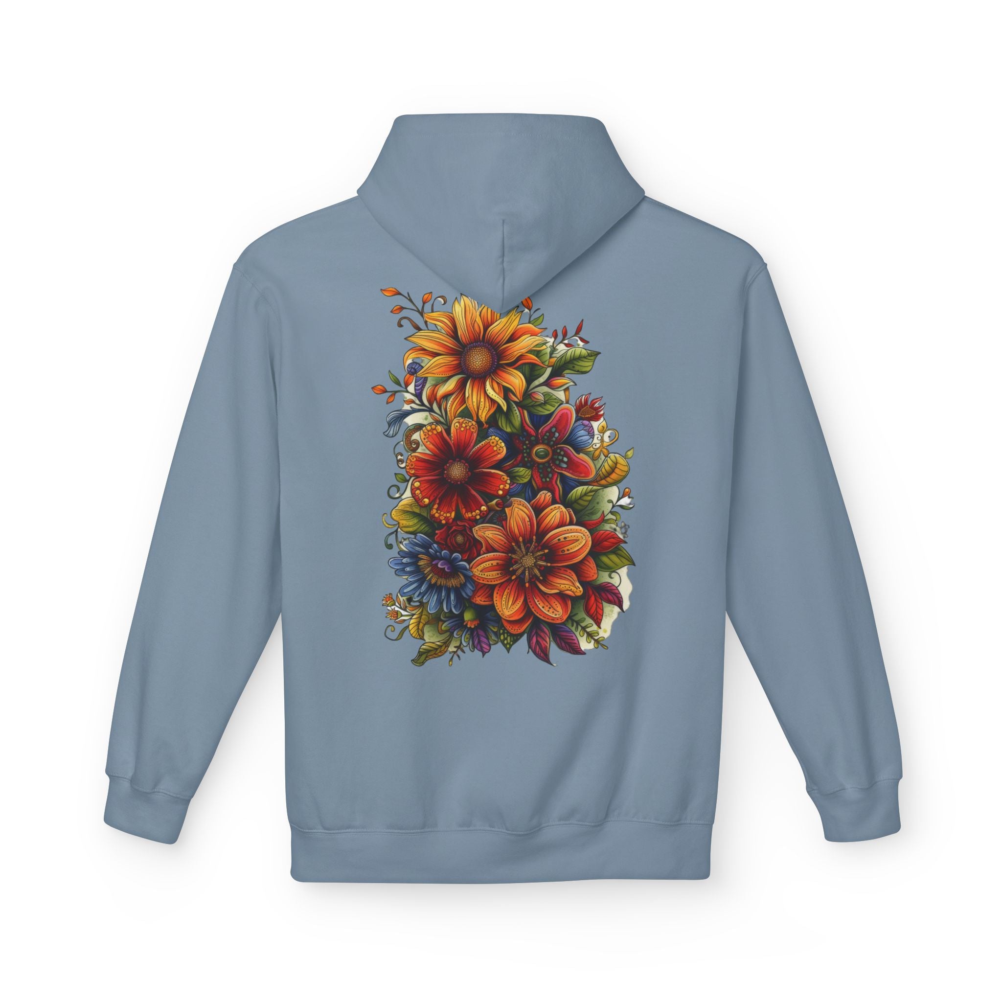 Floral Burst Hoodie — Vibrant Autumn Flower Graphic Sweatshirt