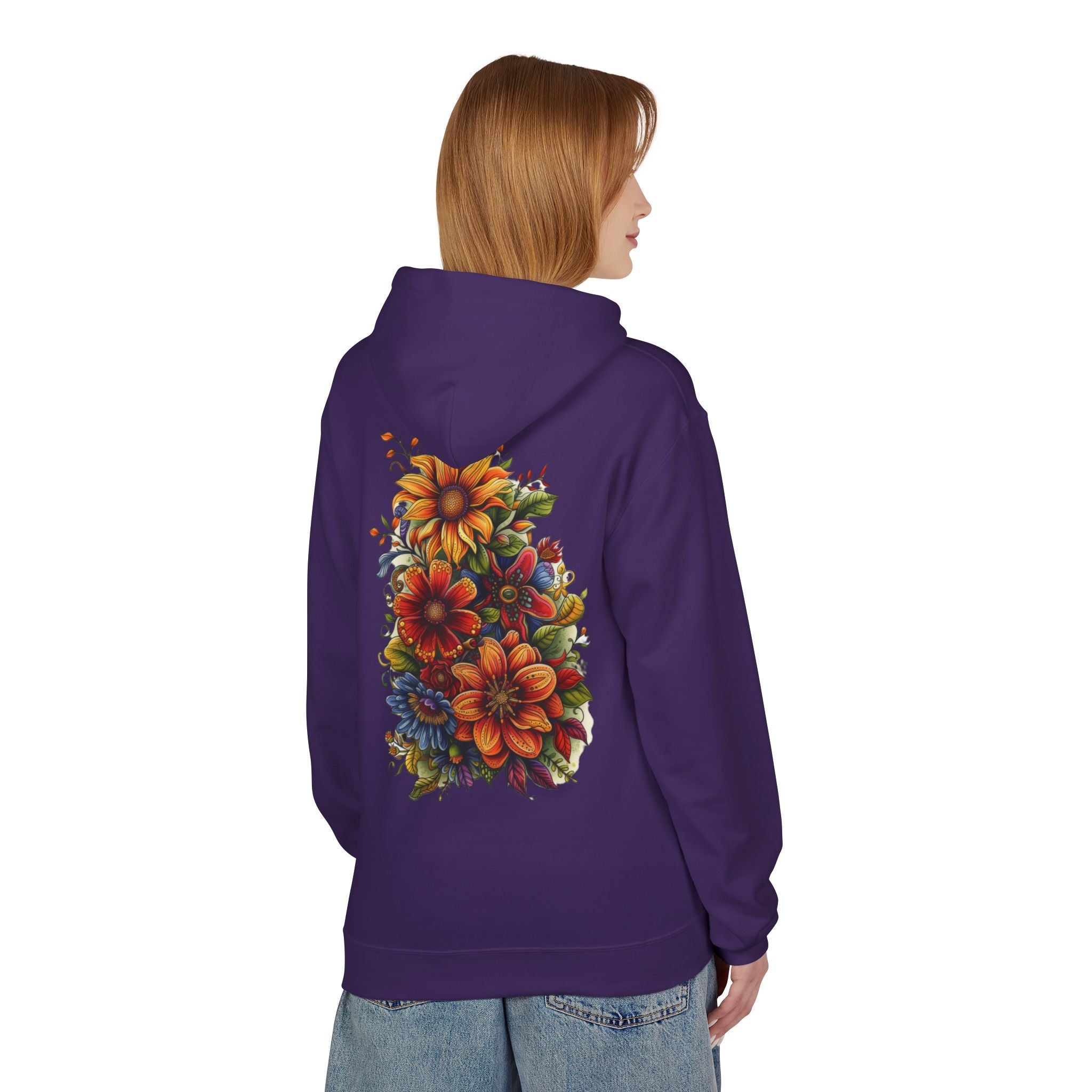 Floral Burst Hoodie — Vibrant Autumn Flower Graphic Sweatshirt