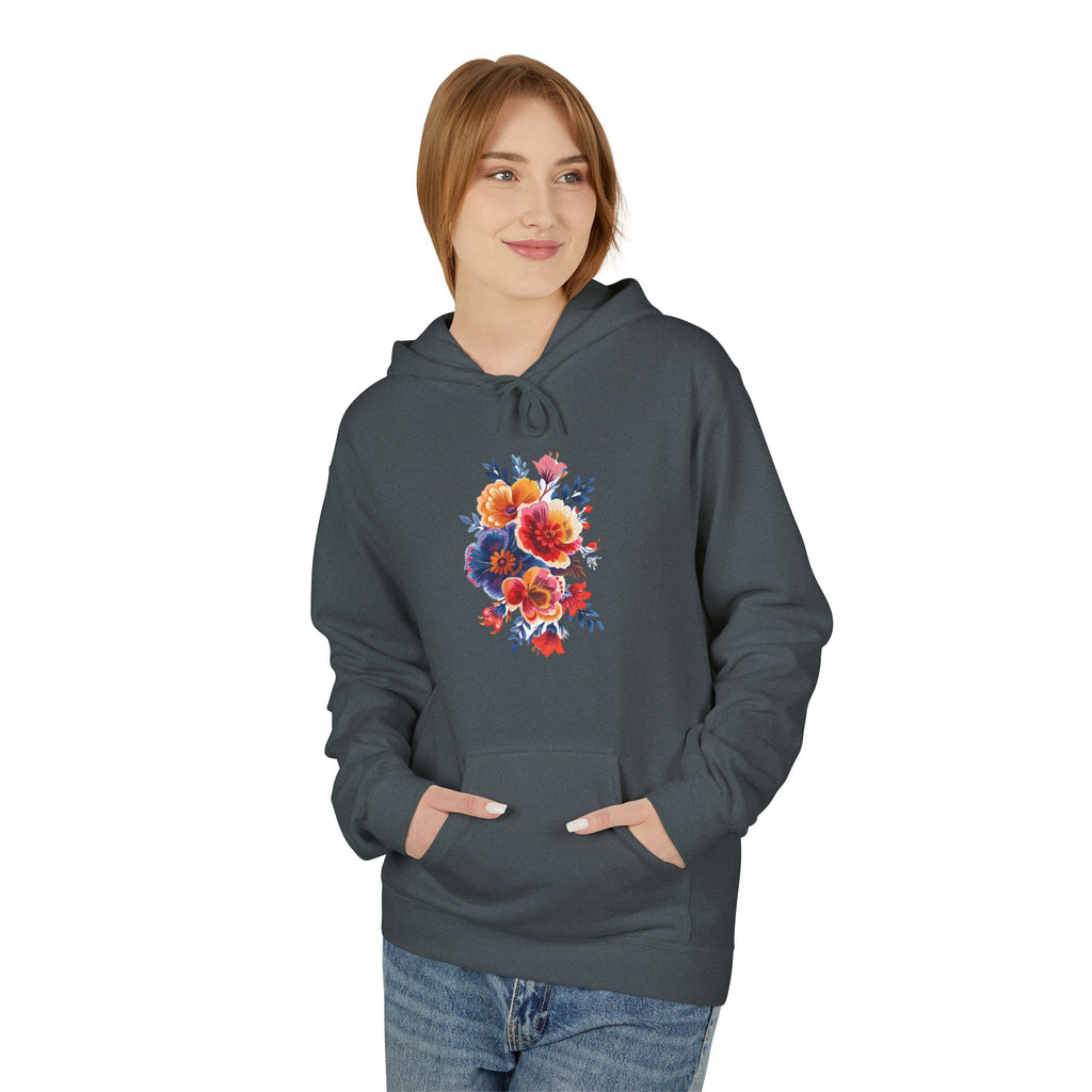 Boho Floral Fleece Hoodie — Bohemian Flower Design