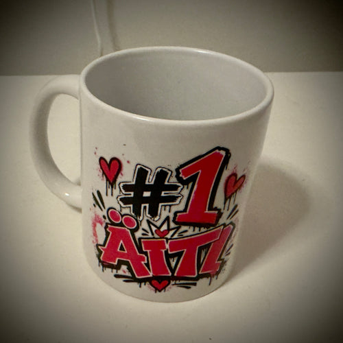 Keraaminen kahvimuki ~3,5 dl, ”#1 Äiti”