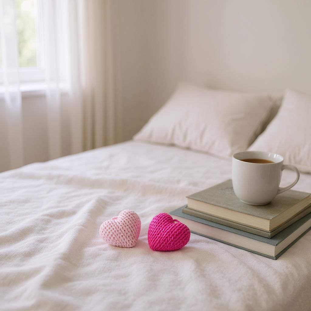 ”Neulotut” sydämet-avaimenperä